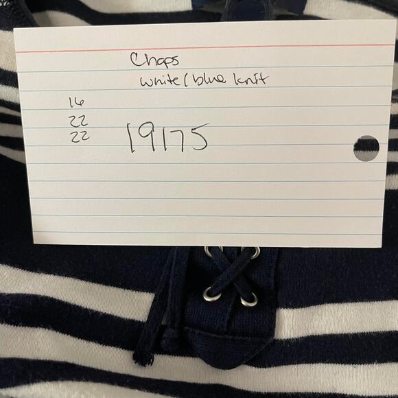 Chaps knit blouse shirt top women's XL extra large blue and white stripe cotton - Picture 10 of 12